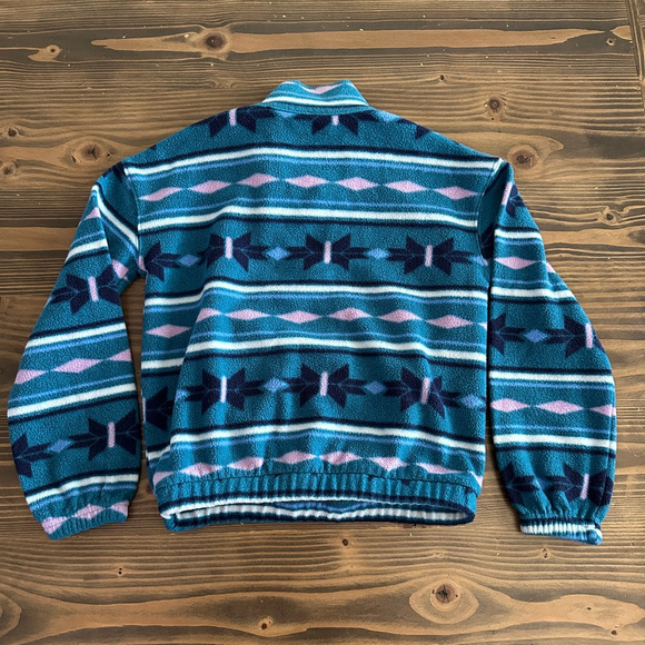 So Girls Fleece Quarter Zip Sweatshirt Teal Pink Size S 7 Cozy - Picture 5 of 5
